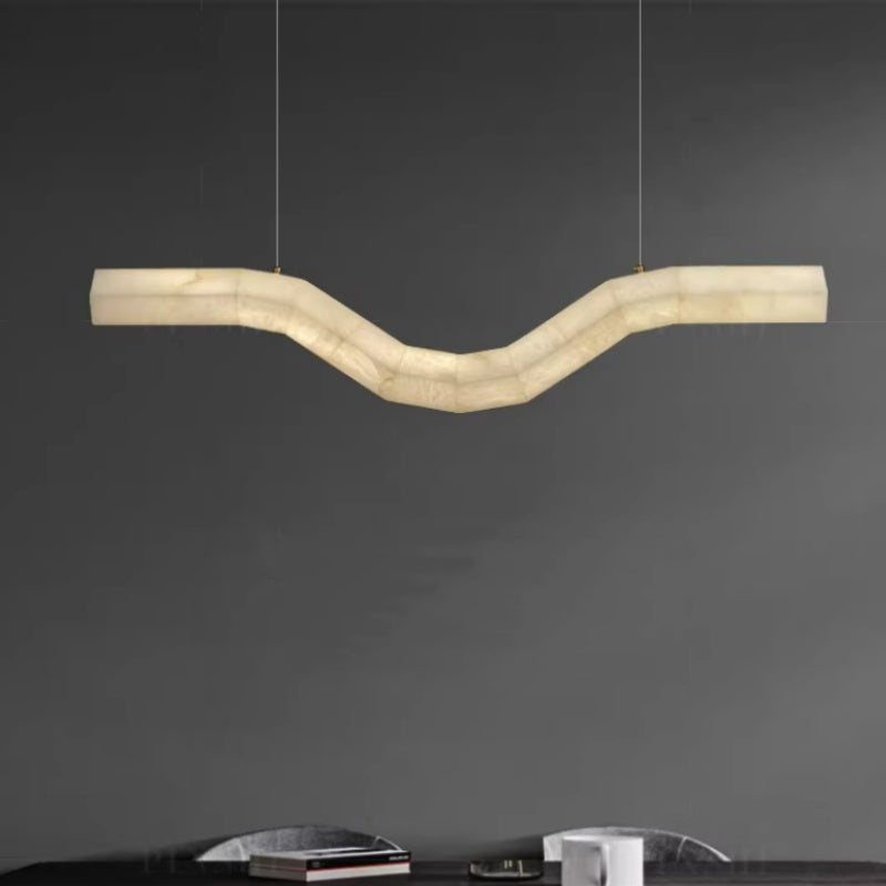 White Long Irregular Alabaster Pendant Light