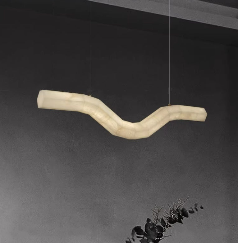 White Long Irregular Alabaster Pendant Light