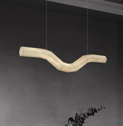 White Long Irregular Alabaster Pendant Light