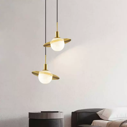 Modern Planetary Style Spherical Alabaster Pendant Light