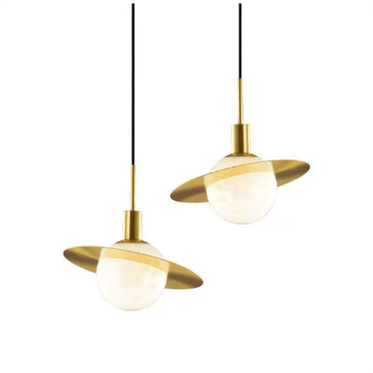 Modern Planetary Style Spherical Alabaster Pendant Light
