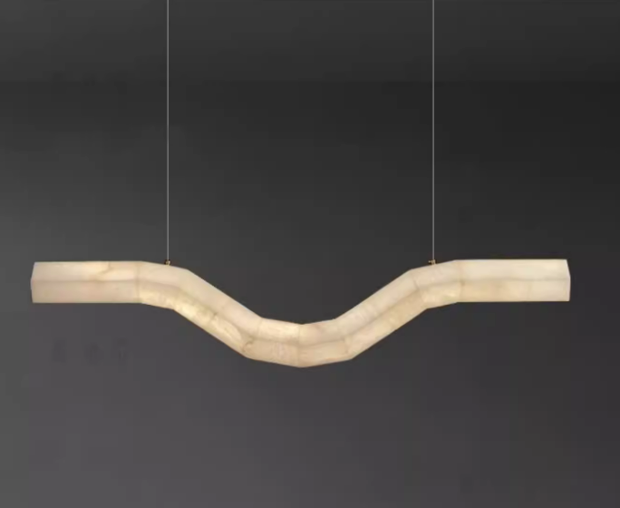 White Long Irregular Alabaster Pendant Light