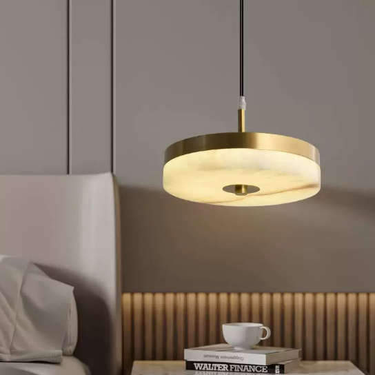 Full Copper Alabaster Pendant Light Single Head