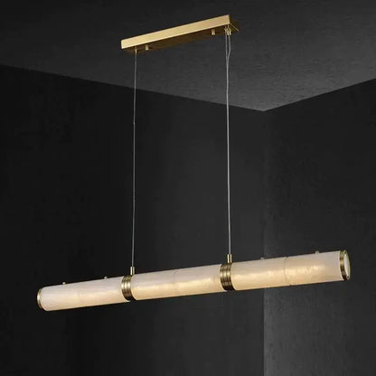 Alabaster Cylindrical Linear Chandelier    Chandelier Fabtiko