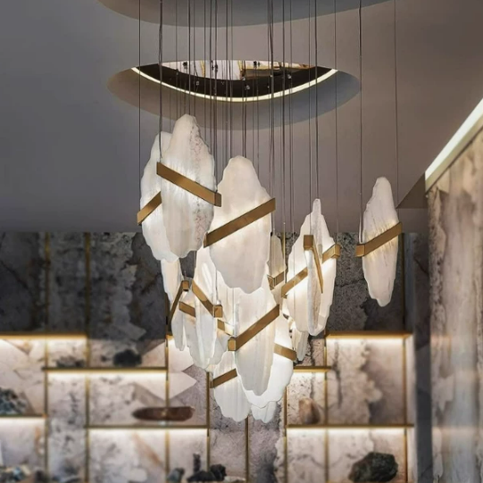 Duplex Living Room Spanish Alabaster Chandelier