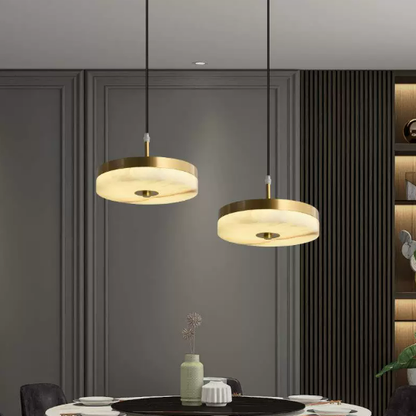 Full Copper Alabaster Pendant Light Single Head